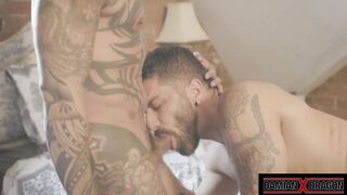 Inked Damian Dragon Rims Adam Ramzi Ass On Threesome Fuck