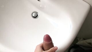 Teen Playing With Lube on His Big Thick Uncut Dick