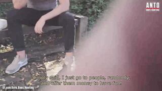 Random hetero married Guy at the park accepts my offer and tries his first gay blowjob at his lunch